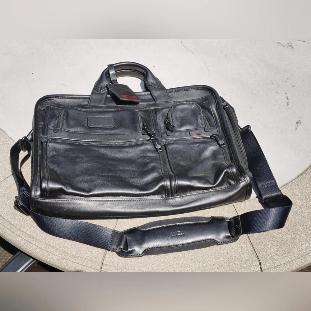 Tumi leather messenger bag